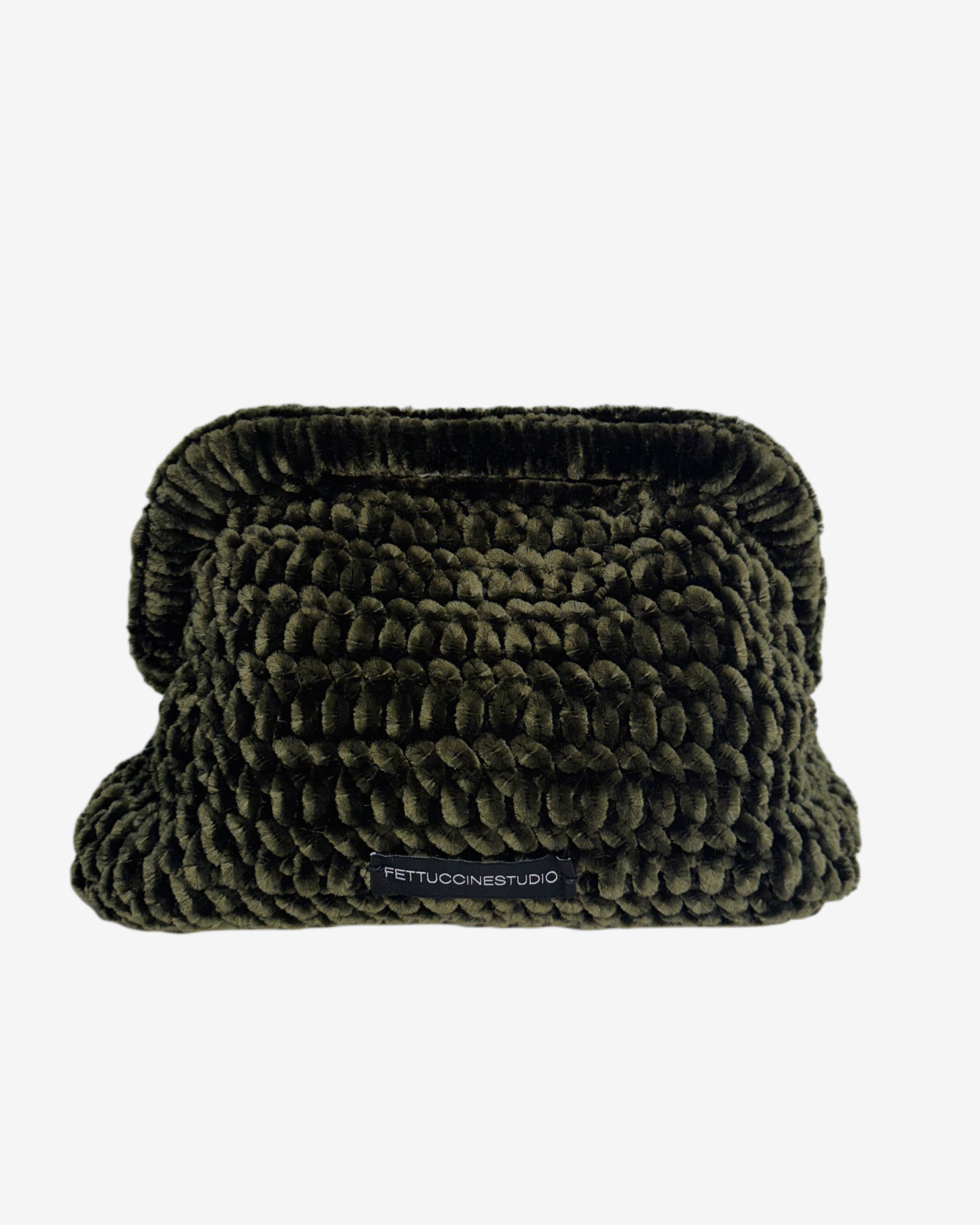 Military Green Velvet Clutch
